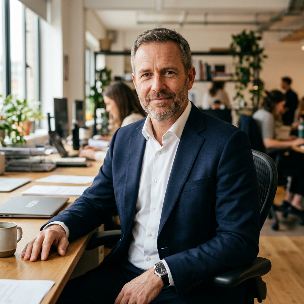 Business-Portrait, sitzend, Fensterlicht
