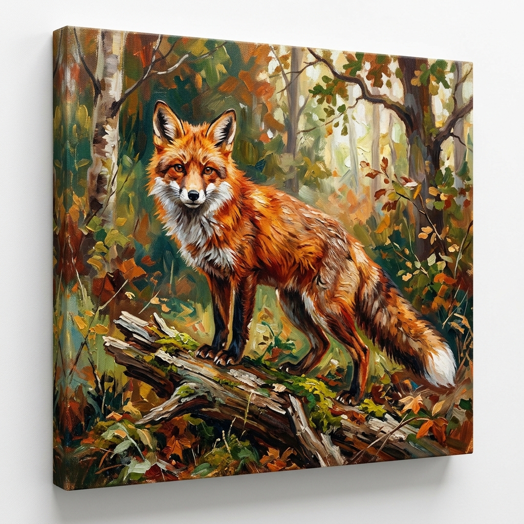 an acryl painting of a red fox