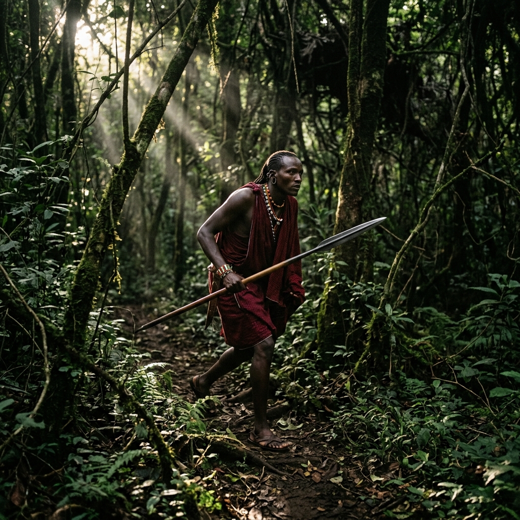 Hunting in forest