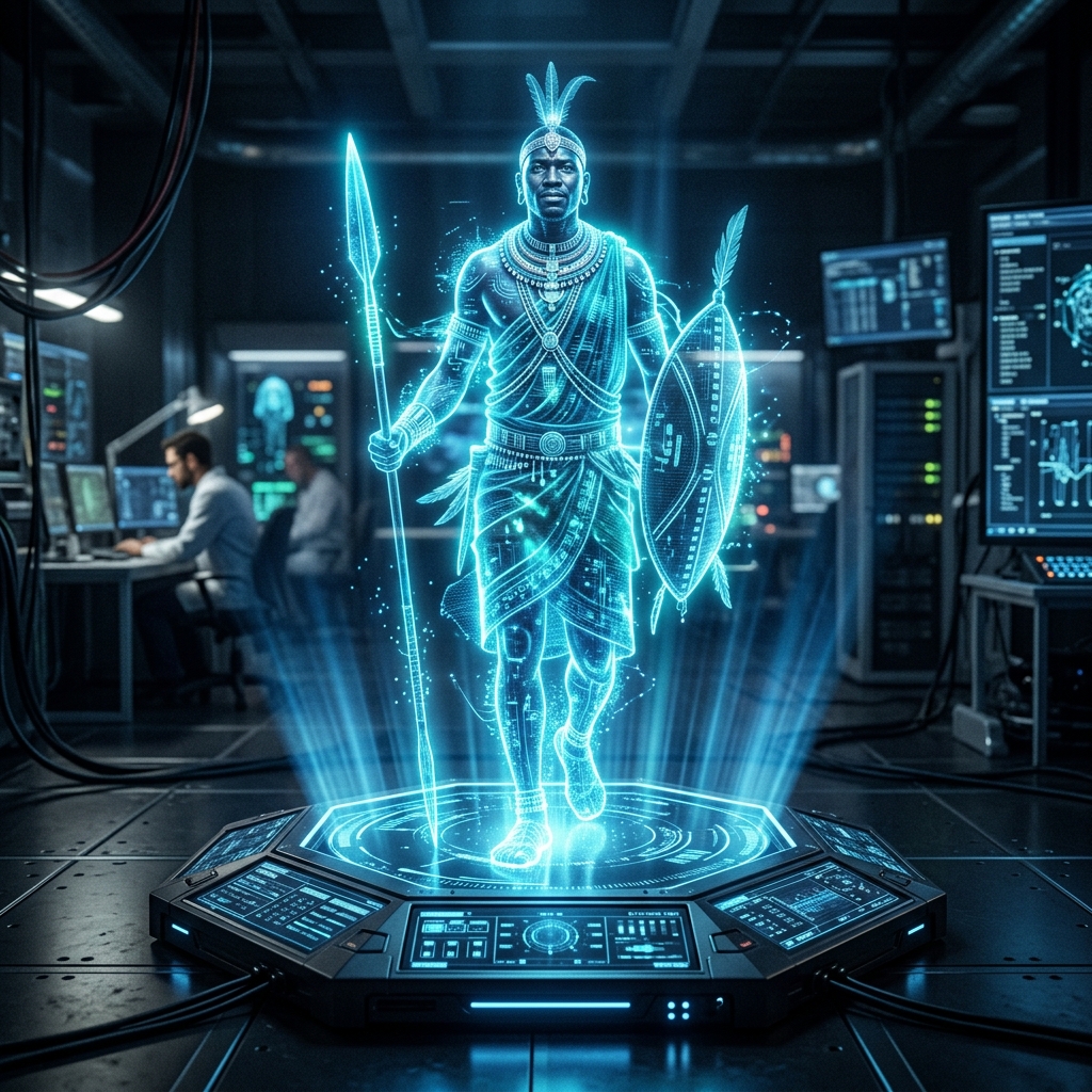 Hologram — transluzent, leuchtend, futuristisch