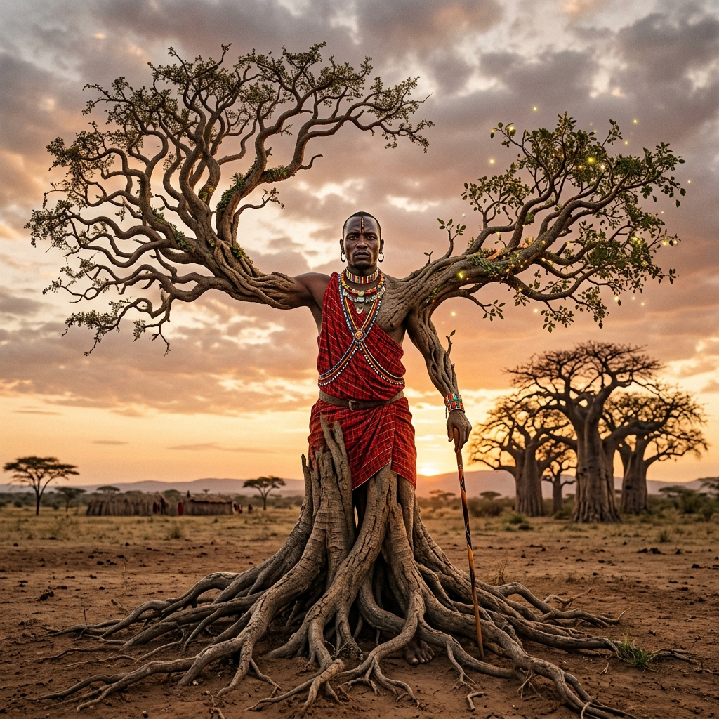 Metamorphose — Krieger wird zu Baobab-Baum