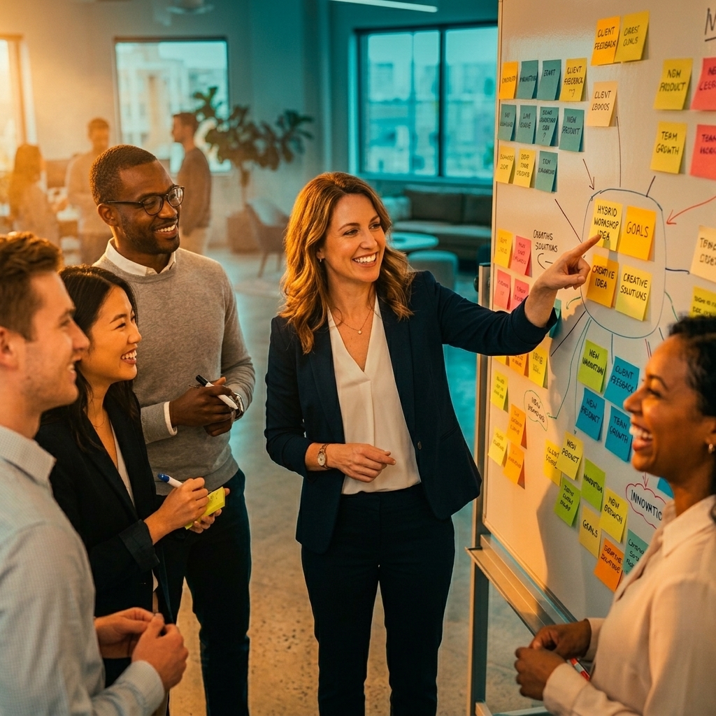 Brainstorming mit Sticky Notes (Corporate-Stil)