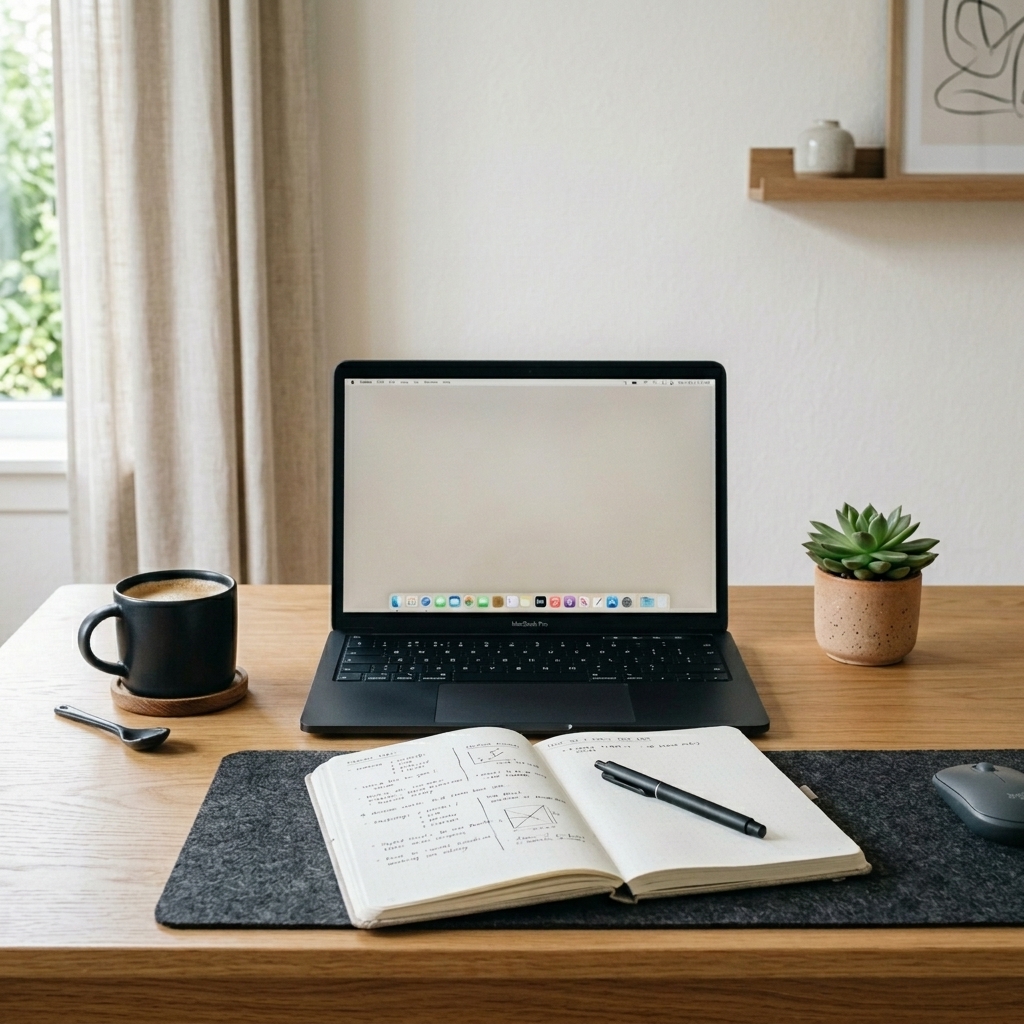 Nachher – Laptop und Mug beide schwarz