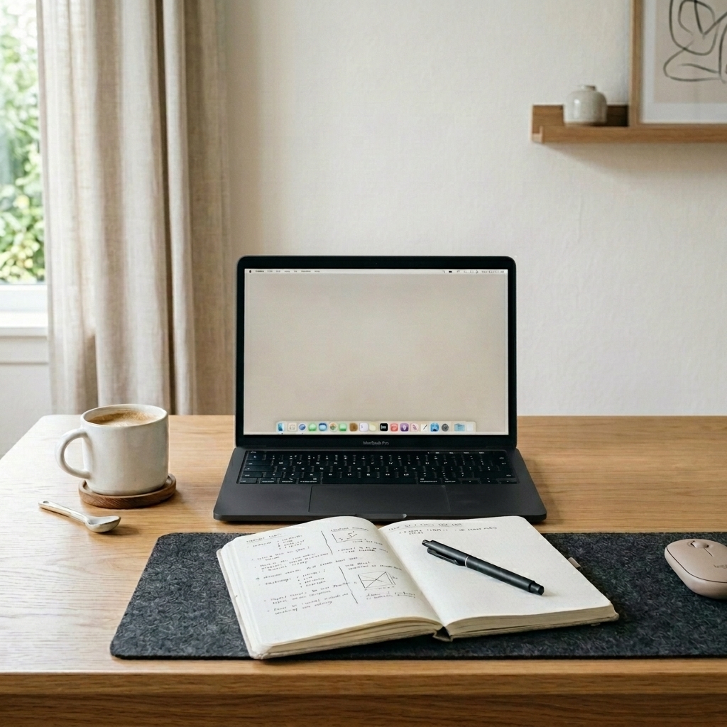 Schreibtisch – nach Schritt 2 (Laptop schwarz)