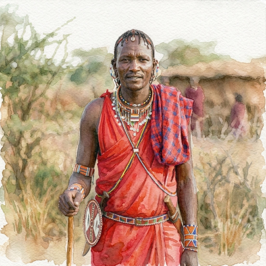 Maasai – Aquarell