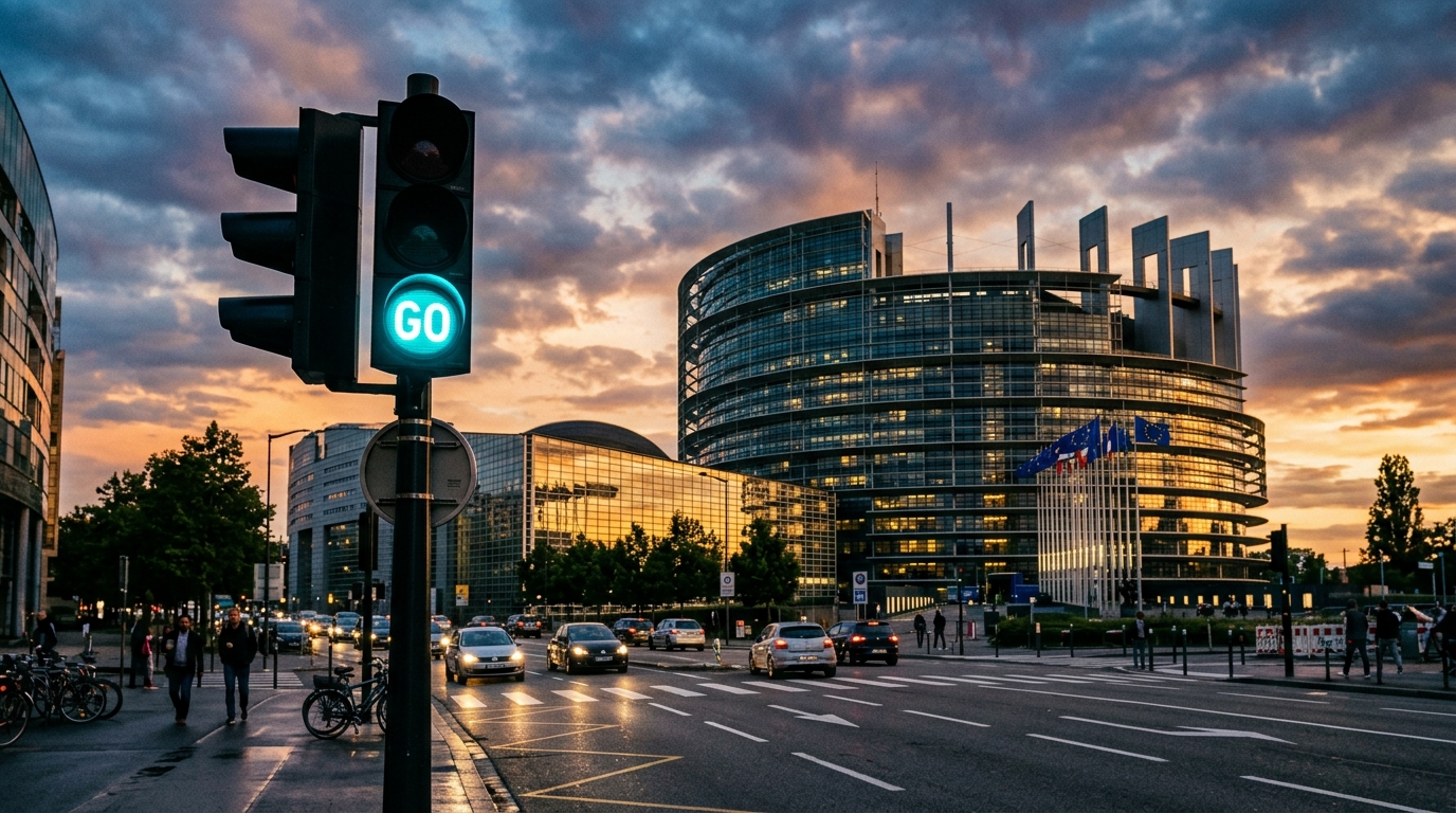 Vier Risikostufen des EU AI Act als Ampelsystem