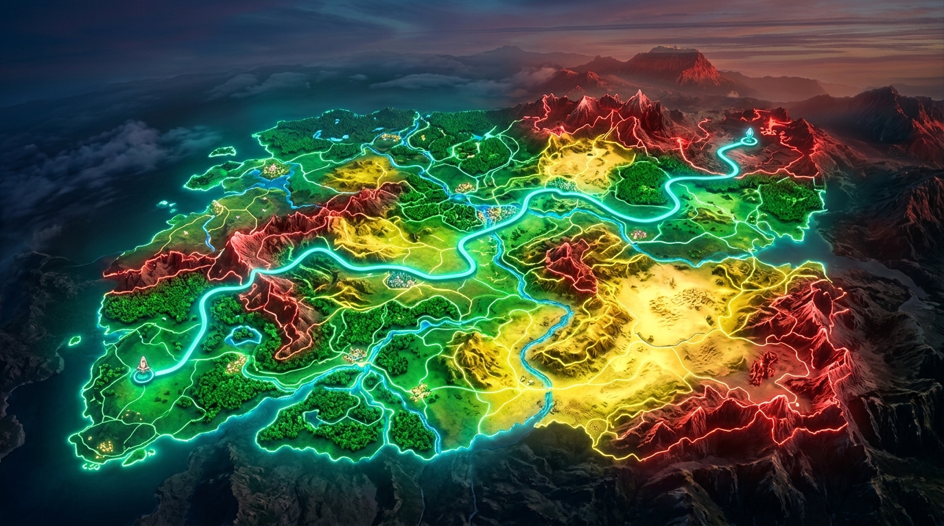 Illustration: Vollständige Fähigkeiten-Landkarte mit allen Regionen