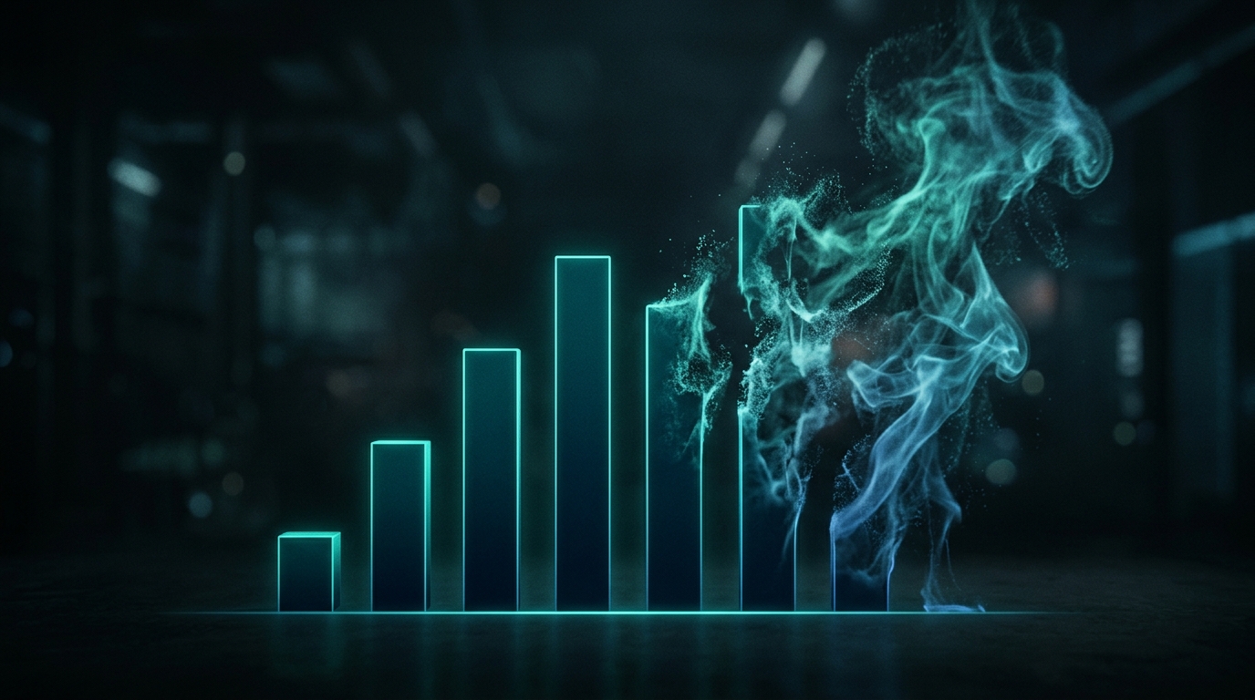Elegante Infografik mit subtil verzerrter Y-Achse und erfundenen Datenpunkten