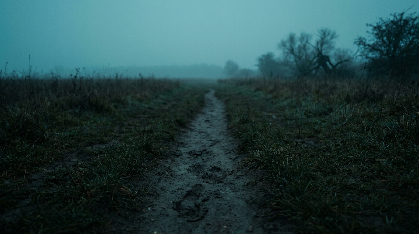 Derselbe Pfad, jetzt eine schmale, klar getretene Spur