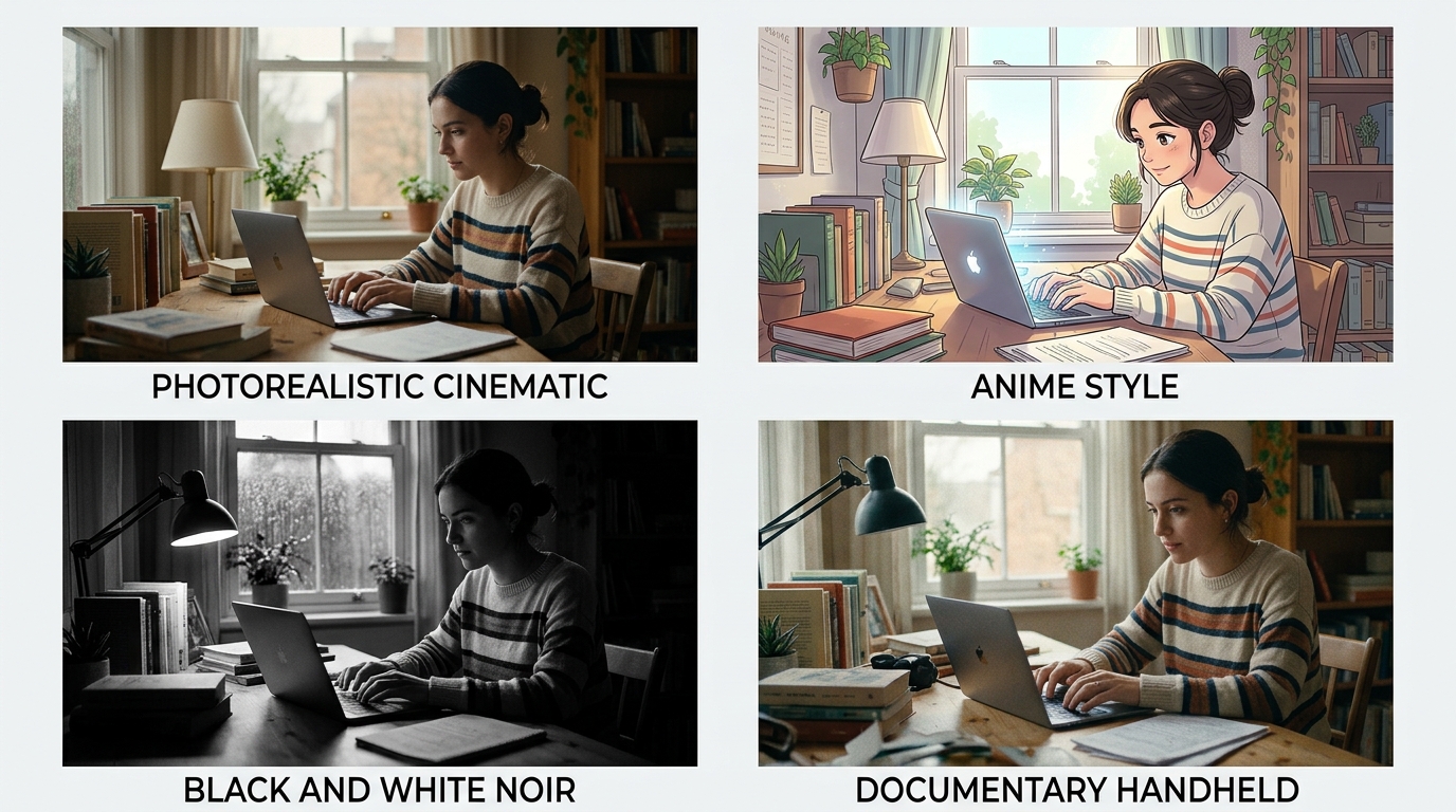 Verschiedene visuelle Stile für Video